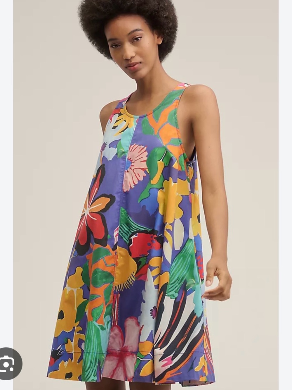 Anthropologie Vibrant Floral Multicolor Sleeveless A-Line Coverup